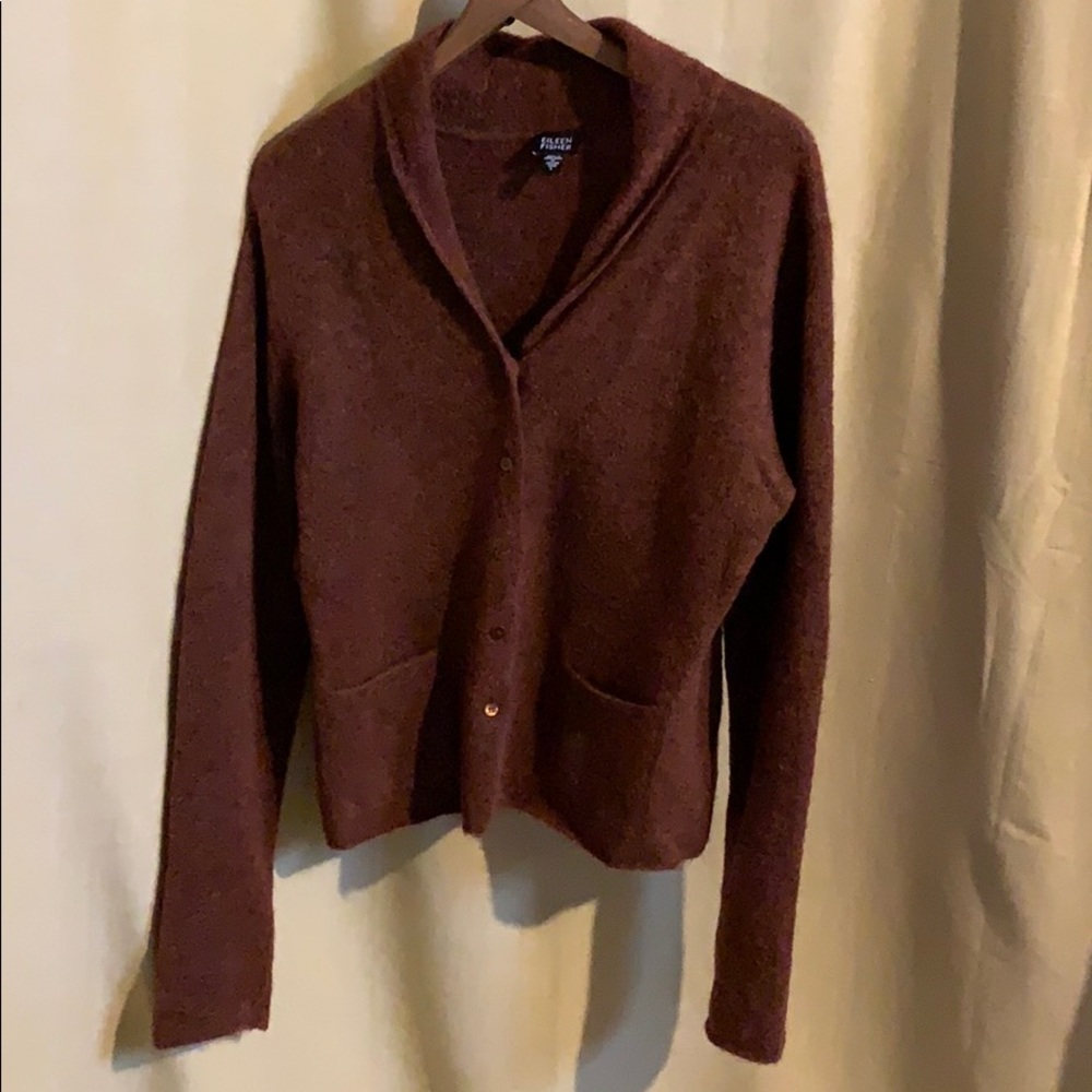 NWOT Eileen Fisher rusty burgundy mohair cardi